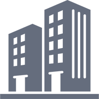 Office building icon on black background