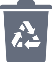 Recycling symbol on a trash bin